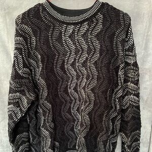 Barracuda By Tundra Canada Coogi Style Sweater Mens XL Black White Textured Knit